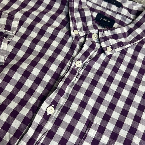 J.Crew Other - J.Crew Shirt Mens Gingham Check Slim Fit XL Purple White Preppy Classic Pocket
